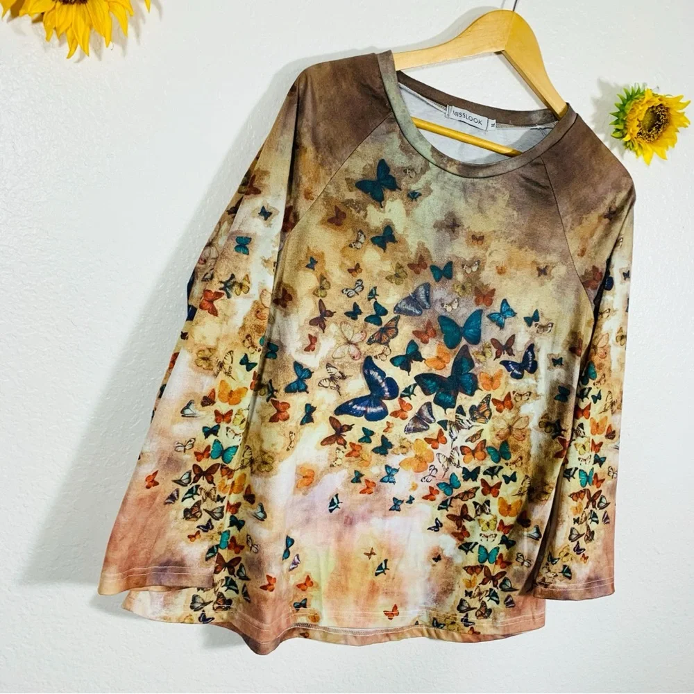 Misslook Butterfly Print Tye Dye Sweatshirt Size XL - Picture 3 of 10